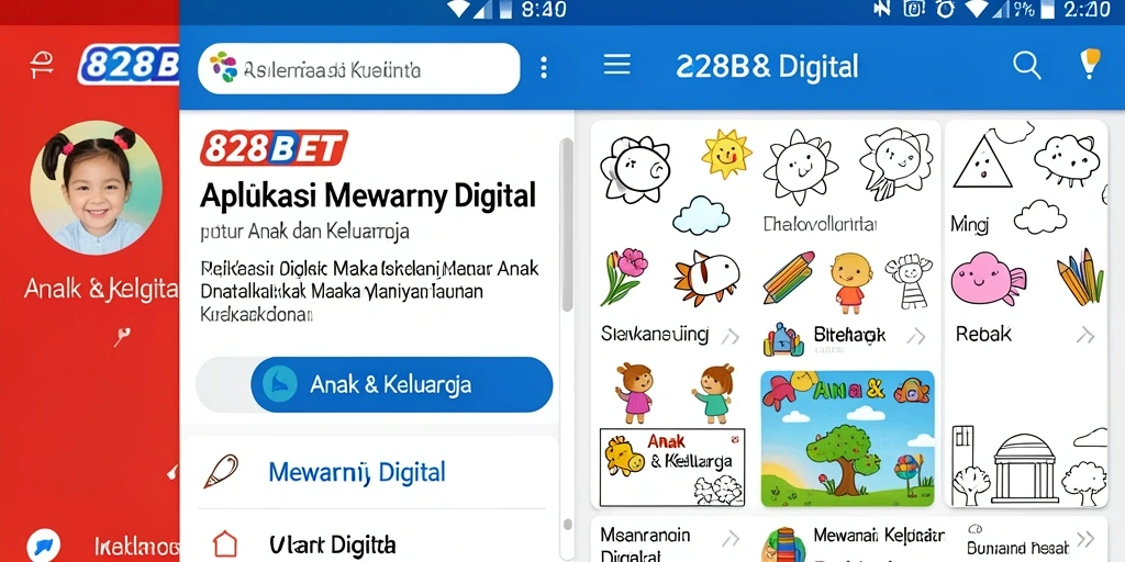 Antarmuka aplikasi Mewarnai Digital yang interaktif dan menarik.