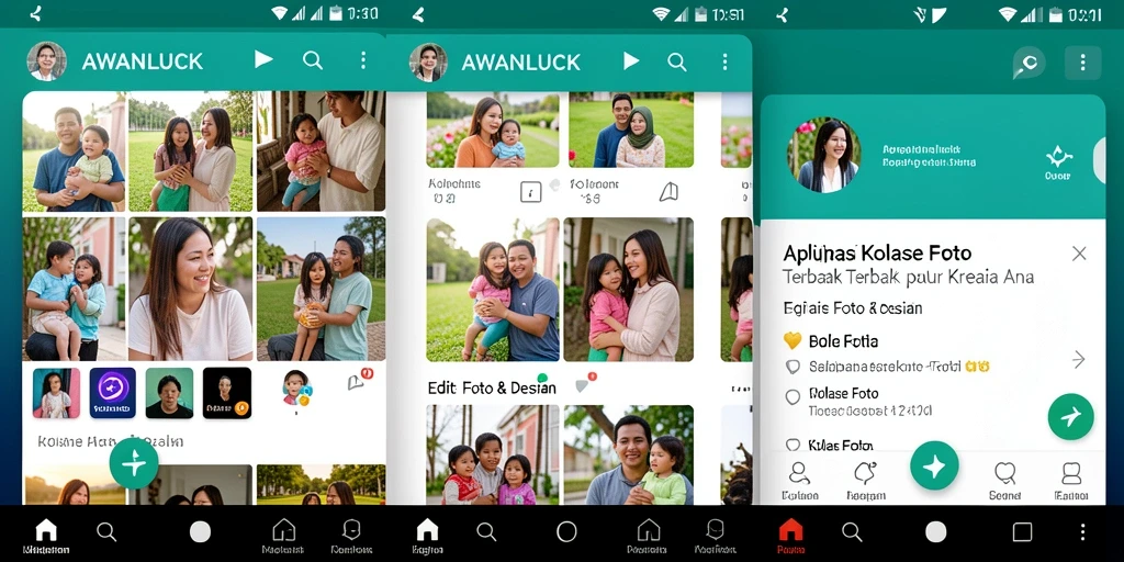 Tampilan antarmuka kolase foto yang menarik dan fungsional.