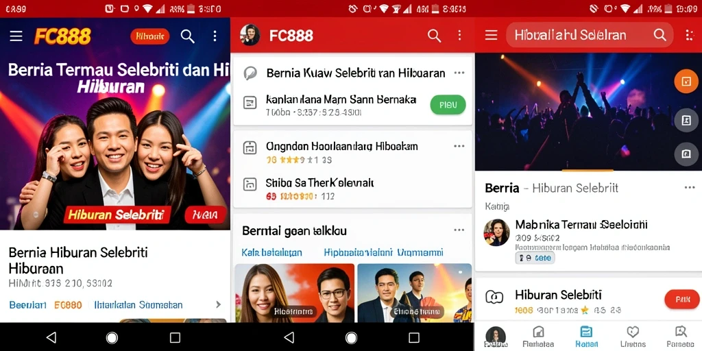 Antarmuka FC888 menampilkan berita terbaru seputar selebriti.