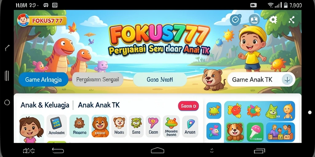 Tampilan antarmuka yang ceria dan menarik di FOKUS777.
