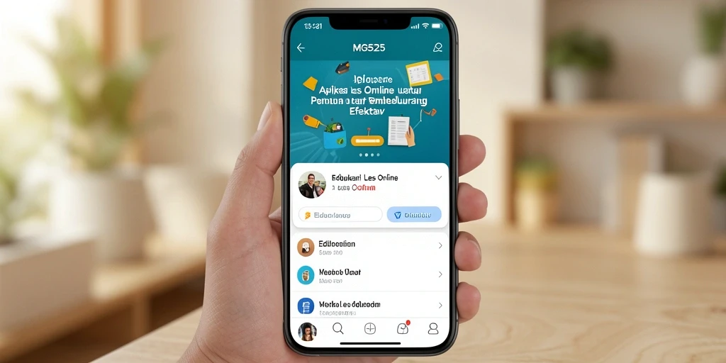 Tampilan antarmuka aplikasi MG525 dengan fitur Les Online.