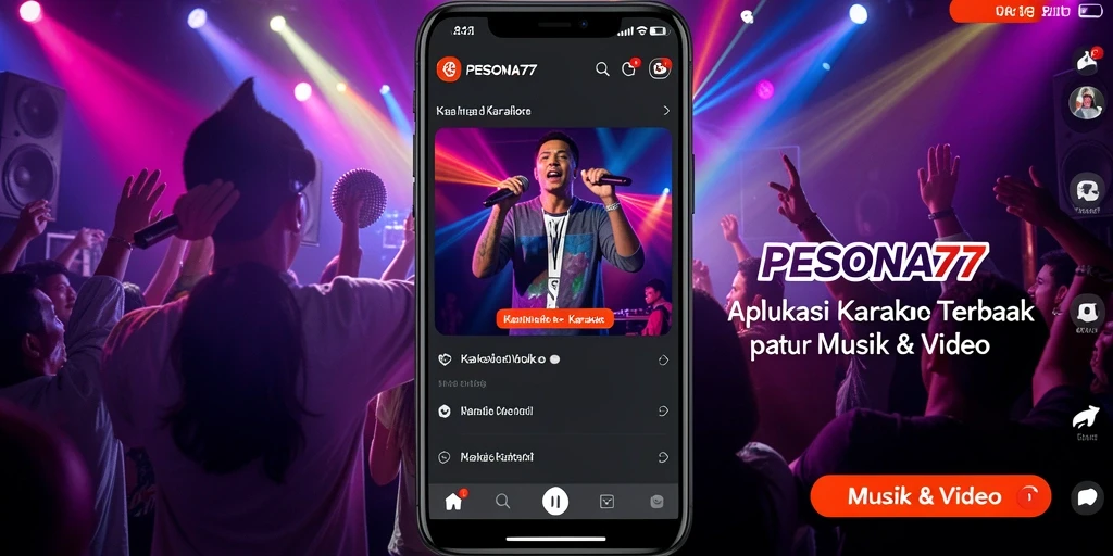 Antarmuka PESONA77 dengan fitur karaoke yang seru dan interaktif.