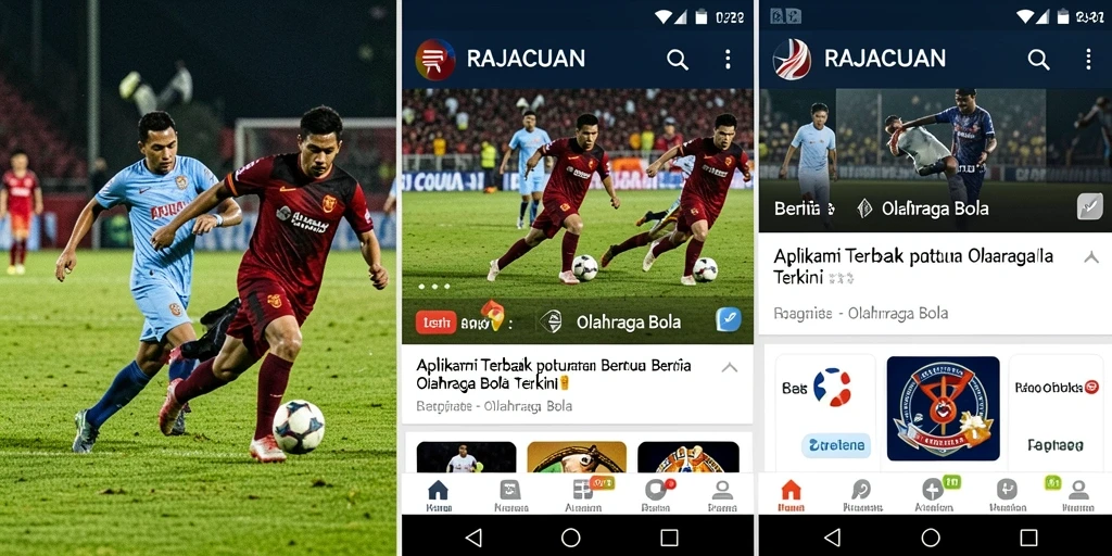 Tampilan antarmuka aplikasi RAJACUAN dengan fitur berita olahraga bola.
