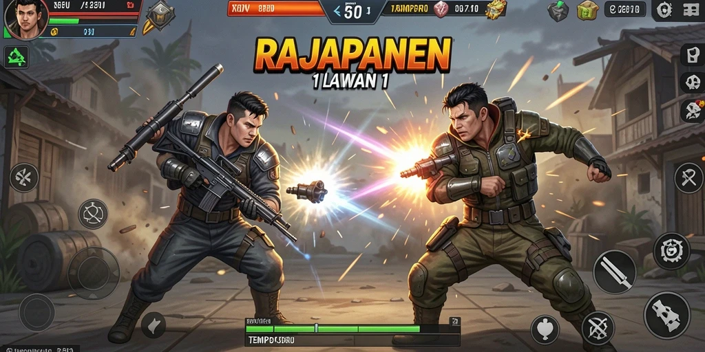 Tampilan antarmuka RAJAPANEN saat pertarungan 1 Lawan 1.