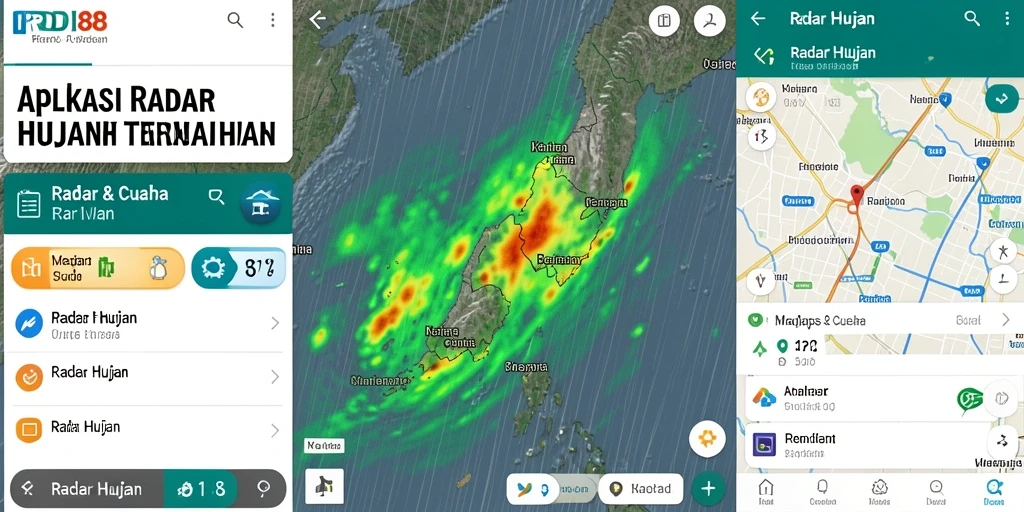 Tampilan antarmuka RDI88 dengan peta radar hujan yang informatif.